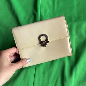 Salvatore Ferragamo Cream and Brown Leather Handbag Interior